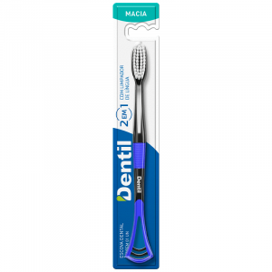 ESCOVA DENTAL DENTIL 2 EM 1 COM LIMPADOR DE LINGUA 2 UNIDADES