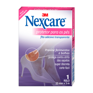 FITA PROTETORA PARA OS PÉS NEXCARE TRANSPARENTE COM 1 ROLO DE 25MMX3M