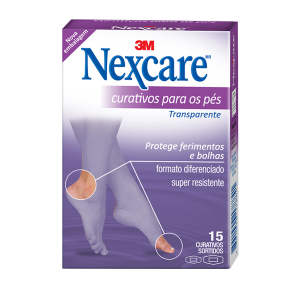 CURATIVO TRANSPARENTE NEXCARE PARA OS PÉS COM 15 UNIDADES