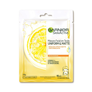 MÁSCARA FACIAL GARNIER SKINACTIVE UNIFORM & MATTE VITAMINA C COM 1 UNIDADE