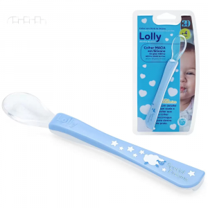COLHER SEM PONTA DE SILICONE AZUL LOLLY 4MESES 1 UNIDADE