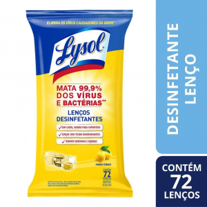 LENÇO UMEDECIDO DESINFETANTE LYSOL PODER CRÍTICO COM 72 UNIDADES