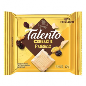 CHOCOLATE BRANCO TALENTO DE CEREAIS & PASSAS COM 25G
