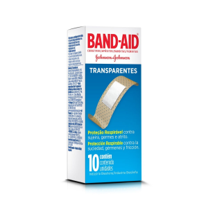 BAND-AID CURATIVOS TRANSPARENTES COM 10 UNIDADES