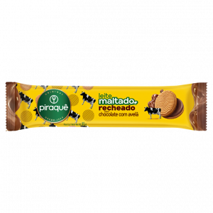 BISCOITO PIRAQUÊ LEITE MALTADO CRECHEADO COM AVELÃ  85G