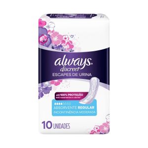 ABSORVENTE REGULAR ALWAYS DISCREET COM 10 UNIDADES