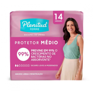 ABSORVENTE PLENITUD FEMME MÉDIO COM 14 UNIDADES
