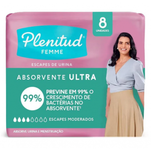 PLENITUD FEMME ABSORVENTE ULTRA NOTURNO COM ABAS 8 UNIDADES