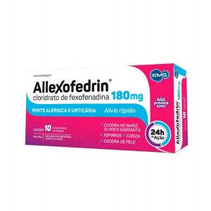 ALLEXOFEDRIN CLORIDRATO DE FEXOFENADINA 180MG COM 10 COMPRIMIDOS