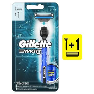 KIT APARELHO DE BARBEAR GILLETTE MACH 3 LIGA DOS CAMPEÕES RECARREGÁVEL + 1 CARTUCHO