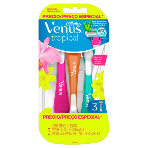 APARELHO DE DEPILAR GILLETTE VENUS TROPICAL FEMININO COM 3 UNIDADES
