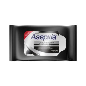 LENÇO UMEDECIDO FACIAL ASEPXIA CARVÃO DETOX COM 25 UNIDADES
