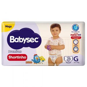 FRALDA CALÇA BABYSEC GALINHA PINTADINHA SHORTINHO PANTS MEGA G COM 28 UNIDADES