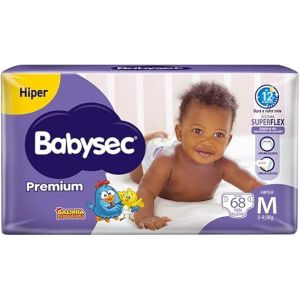 FRALDA BABYSEC GALINHA PINTADINHA PREMIUM HIPER M COM 68 UNIDADES