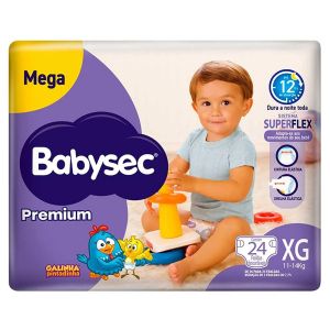 FRALDA BABYSEC PREMIUM PROTECT GALINHA PINTADINHA MEGA XG COM 24 UNIDADES