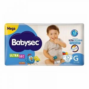 FRALDA BABYSEC ULTRASEC GALINHA PINTADINHA MEGA G COM 32 UNIDADES