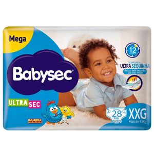 FRALDA BABYSEC ULTRASEC GALINHA PINTADINHA MEGA XXG COM 28 UNIDADES