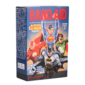 CURATIVOS BAND-AID INFANTIL LIGA DA JUSTIÇA COM 25 UNIDADES