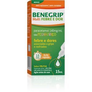 BENEGRIP MULTI FEBRE E DOR PEDIÁTRICO PARACETAMOL 140MG/ML FRUTAS SUSPENSÃO GOTAS COM 15ML