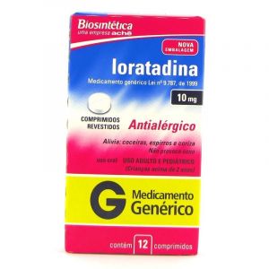LORATADINA 10MG COM 12 COMPRIMIDOS BIOSINTÉTICA