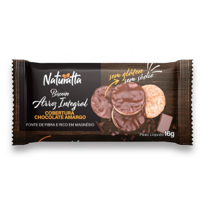 BISCOITO DE ARROZ SABOR CHOCOLATE AMARGO NATURATTA 16G