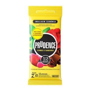 PRESERVATIVO PRUDENCE CORES E SABORES MIX COM 12 UNIDADES