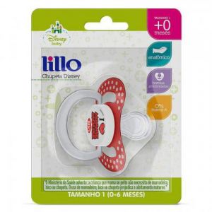 CHUPETA SILICONE LILLO DISNEY VERMELHA TAMANHO 1