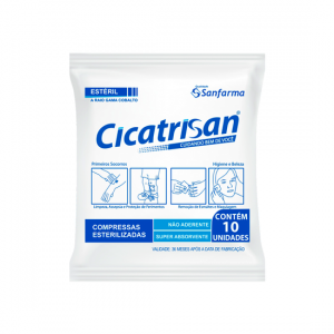COMPRESSA DE GAZE CICATRISAN COM 10 UNIDADES