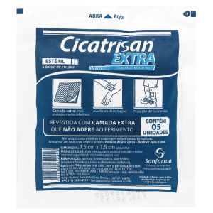 COMPRESSA DE GAZE CICATRISAN EXTRA COM 5 UNIDADES