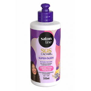 CREME PARA PENTEAR S.O.S. CACHOS SUPER ÓLEOS COM 300ML SALON LINE 