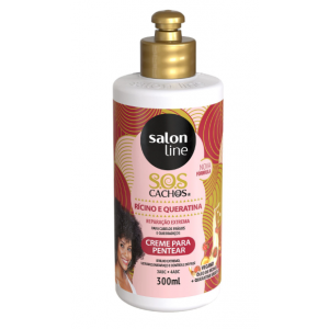CREME PARA PENTEAR SOS CACHOS RÍCINO E QUERATINA SALON LINE 300ML