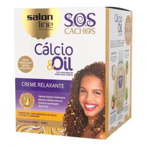 CREME RELAXANTE SALON LINE KIT S.O.S CACHOS CÁLCIO & OIL
