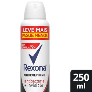 DESODORANTE REXONA ANTIBACTERIAL + INVISIBLE AEROSSOL ANTITRANSPIRANTE 72H COM 250ML
