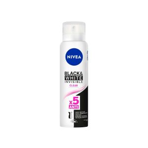 DESODORANTE ANTITRANSPIRANTE AEROSOL NIVEA BLACK&WHITE INVISIBLE CLEAR COM 150ML