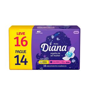 ABSORVENTE DIANA NOTURNO SUAVE COM ABAS COM 16 UNIDADES