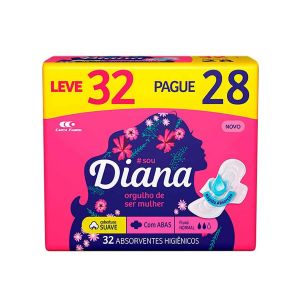 ABSORVENTE DIANA SUAVE COM ABAS COM 32 UNIDADES