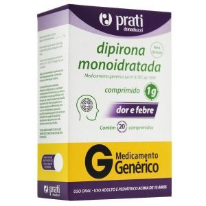 DIPIRONA MONOIDRATADA 1G COM 20 COMPRIMIDOS PRATI GENERICO