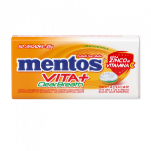 PASTILHA MENTOS VITA+ CLEAR BREATH SEM AÇÚCAR ORANGEMINT COM 50 UNIDADES