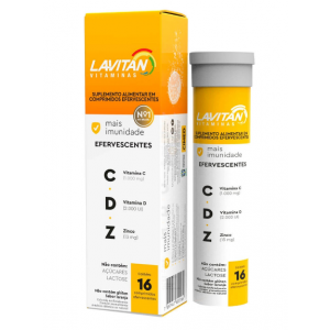 SUPLEMENTO ALIMENTAR LAVITAN CDZ SABOR LARANJA SEM AÇÚCAR COM 16 COMPRIMIDOS EFERVESCENTES