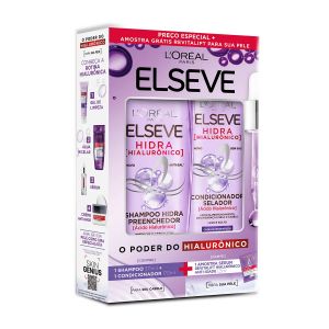 KIT ELSEVE HIDRA HIALURÔNICO SHAMPOO HIDRA PREENCHEDOR 375ML + CONDICIONADOR SELADOR 170ML + SACHÊ REVIRALIFT HIALURÔNICO