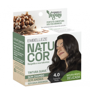 TINTA DE CABELO SUAVE EMBELLEZE NATUCOR 4.0 CASTANHO MÉDIO