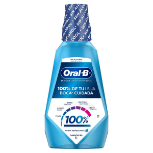 ENXAGUANTE BUCAL SEM ÁLCOOL ORAL-B 100% DE SUA BOCA CUIDADA COM 1L