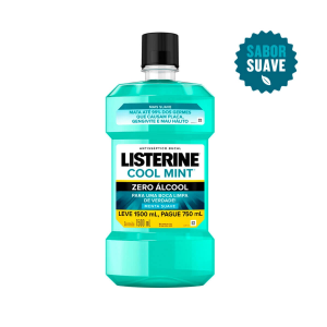 ENXAGUANTE ANTISSÉPTICO BUCAL LISTERINE COOL MINT ZERO ÁLCOOL MENTA SUAVE COM 1,5L