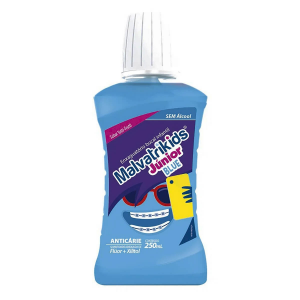 ENXAGUANTE ANTISSÉPTICO BUCAL MALVATRIKIDS JÚNIOR BLUE ZERO ÁLCOOL COM 250ML