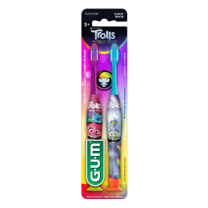 ESCOVA DE DENTE INFANTIL G.U.M. TROLLS MACIA COM 2 UNIDADES