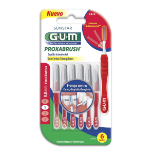 ESCOVA DE DENTE INTERDENTAL PORTÁTIL G.U.M PROXABRUSH CERDA FINA 0.8MM CILÍNDRICA COM 4 UNIDADES