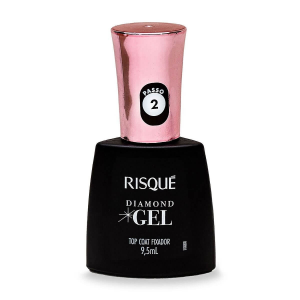ESMALTE RISQUÉ DIAMOND GEL TOP COAT FIXADOR HIPOALERGÊNICO COM 9,5ML
