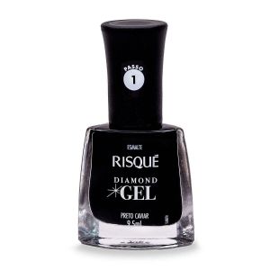 ESMALTE RISQUÉ DIAMOND GEL PRETO CAVIAR HIPOALERGÊNICO COM 9,5ML
