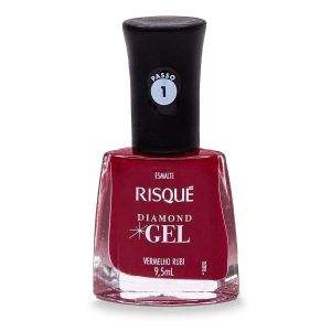 ESMALTE RISQUÉ DIAMOND GEL VERMELHO RUBI HIPOALERGÊNICO COM 9,5ML