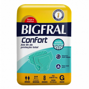 FRALDA ADULTO BIGFRAL CONFORT G COM 8 UNIDADES